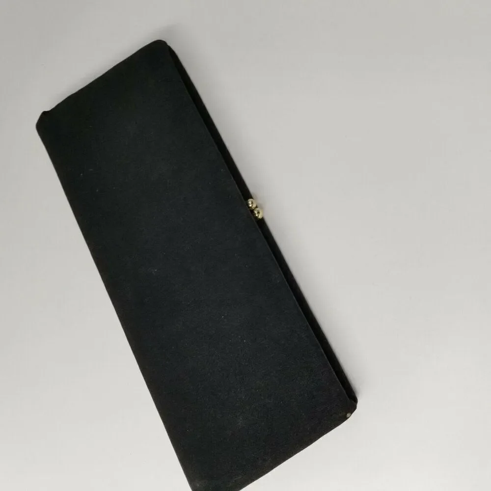 Vintage 80s Womens Pocketbook Black Clutch Black Coin Purse Set Formal
